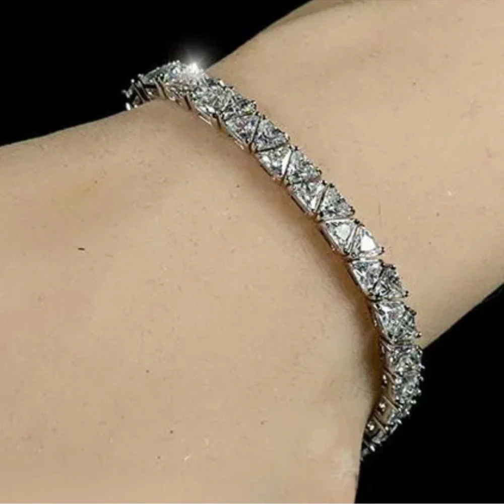 18k 13ct Trillion Tennis Bracelet - Picture 6 of 14